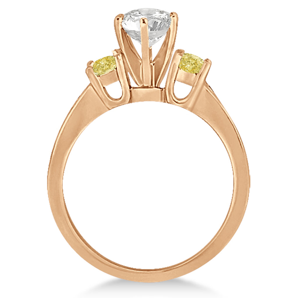 3 Stone White & Yellow Diamond Engagement Ring 14K Rose Gold (0.45 ctw)