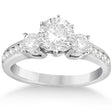 Three-Stone Lab Diamond Engagement Ring with Sidestones in 14k White Gold (0.45 ctw)