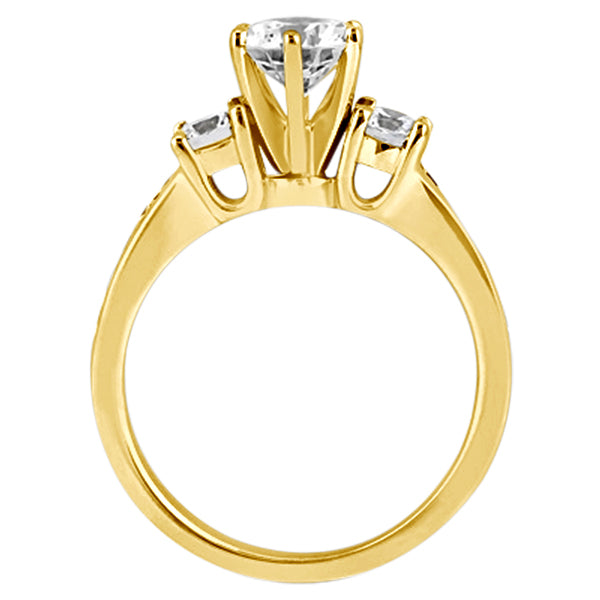 Three-Stone Lab Grown Diamond Engagement Ring with Sidestones in 14k Yellow Gold (0.45 ctw)