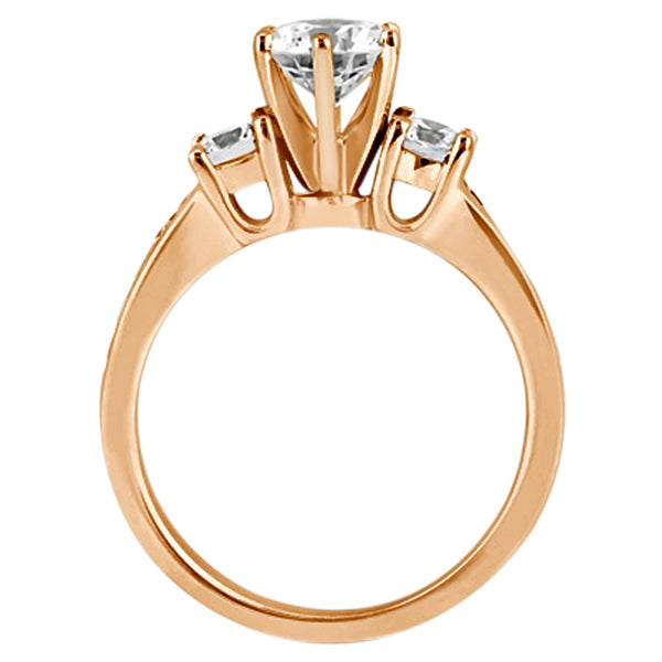 Three-Stone Lab Grown Diamond Engagement Ring with Sidestones in 18k Rose Gold (0.45 ctw)