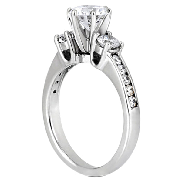 Three-Stone Lab Diamond Engagement Ring with Sidestones in 18k White Gold (0.45 ctw)