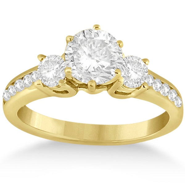 Three-Stone Lab Diamond Engagement Ring with Sidestones in 18k Yellow Gold (0.45 ctw)