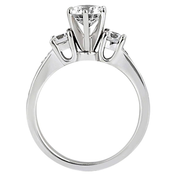 Three-Stone Diamond Engagement Ring w/ Sidestones Platinum (0.45ct)