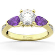 Diamond & Pear Amethyst Engagement Ring 14k Yellow Gold (0.79ct)