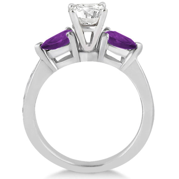 Lab Diamond & Pear Lab Amethyst Engagement Ring Platinum (0.79ct)