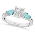 Princess Diamond & Pear Aquamarine Engagement Ring 18k White Gold (1.79ct)