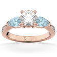 Diamond & Pear Aquamarine Engagement Ring 14k Rose Gold (0.79ct)