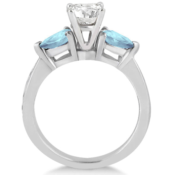 Diamond & Pear Aquamarine Engagement Ring Palladium (0.79ct)
