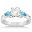 Diamond & Pear Aquamarine Engagement Ring Platinum (0.79ct)