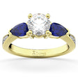Diamond & Pear Blue Sapphire Engagement Ring 14k Yellow Gold (0.79ct)