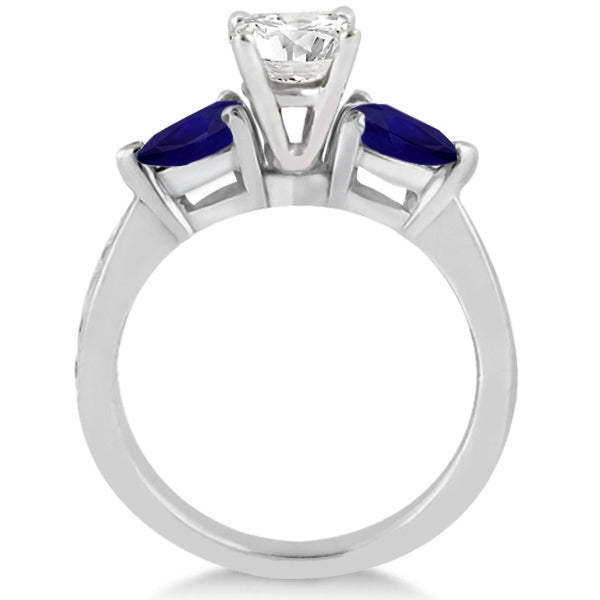 Lab Diamond & Pear Lab Blue Sapphire Engagement Ring Palladium (0.79ct)