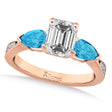 Emerald Diamond & Pear Blue Topaz Engagement Ring 14k Rose Gold (1.79ct)