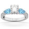 Diamond & Pear Blue Topaz Engagement Ring 18k White Gold (0.79ct)
