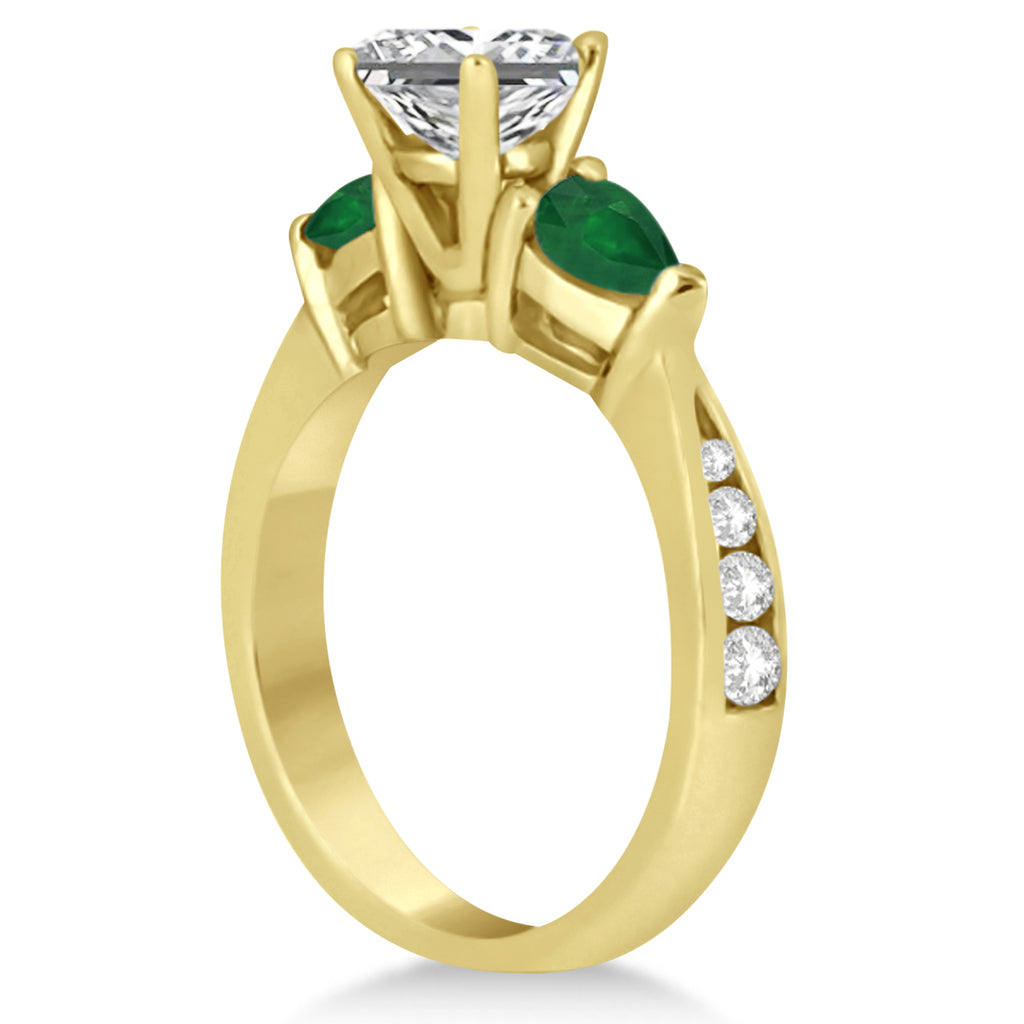 Emerald Diamond & Pear Green Emerald Engagement Ring 14k Yellow Gold (1.29ct)