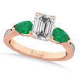 Emerald Diamond & Pear Green Emerald Engagement Ring 14k Rose Gold (1.79ct)