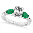 Emerald Diamond & Pear Green Emerald Engagement Ring 18k White Gold (1.79ct)