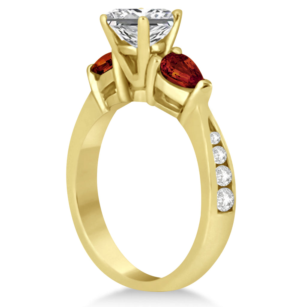 Emerald Diamond & Pear Garnet Engagement Ring 14k Yellow Gold (1.79ct)