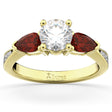 Diamond & Pear Garnet Engagement Ring 18k Yellow Gold (0.79ct)