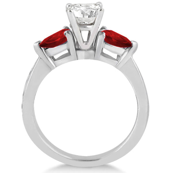 Diamond & Pear Garnet Engagement Ring Palladium (0.79ct)