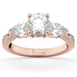 Three Stone Pear Cut Lab Diamond Engagement Ring 14k Rose Gold (0.51ct)