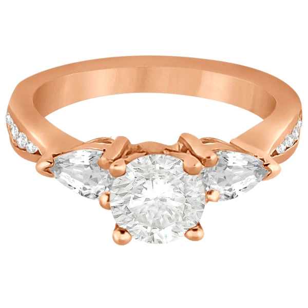 Three Stone Pear Cut Lab Grown Diamond Engagement Ring 14k Rose Gold (0.51ct)