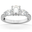 Three Stone Pear Cut Lab Diamond Engagement Ring 18k White Gold (0.51ct)