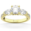 Three Stone Pear Cut Lab Diamond Engagement Ring 18k Yellow Gold (0.51ct)