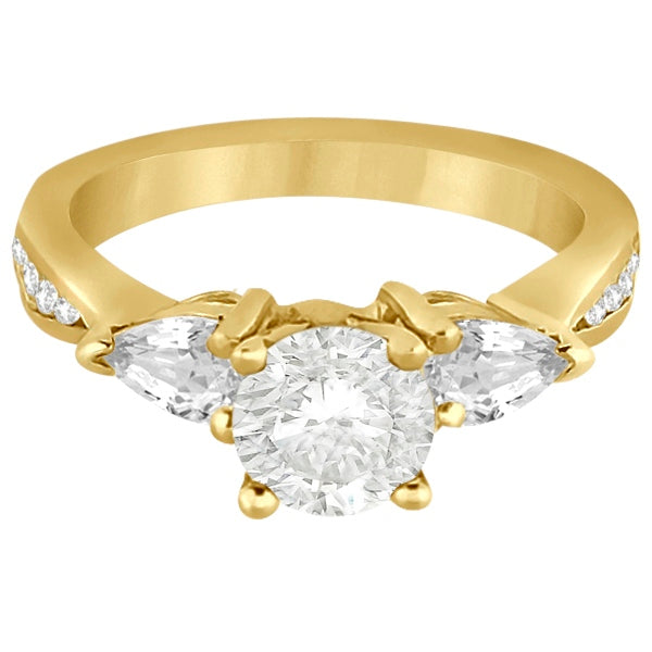 Three Stone Pear Cut Lab Grown Diamond Engagement Ring 18k Yellow Gold (0.51ct)
