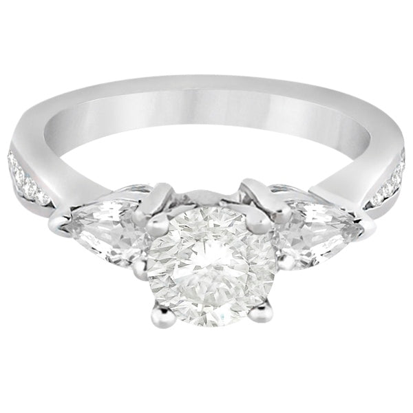 Three Stone Pear Cut Lab Grown Diamond Engagement Ring Platinum (0.51ct)