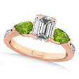 Emerald Diamond & Pear Peridot Engagement Ring 18k Rose Gold (1.29ct)