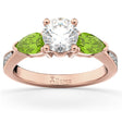 Diamond & Pear Peridot Engagement Ring 14k Rose Gold (0.79ct)