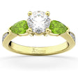 Diamond & Pear Peridot Engagement Ring 18k Yellow Gold (0.79ct)