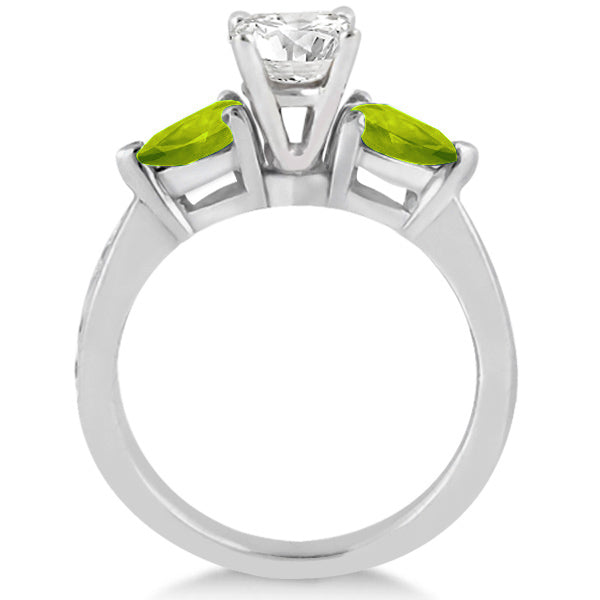 Diamond & Pear Peridot Engagement Ring Platinum (0.79ct)