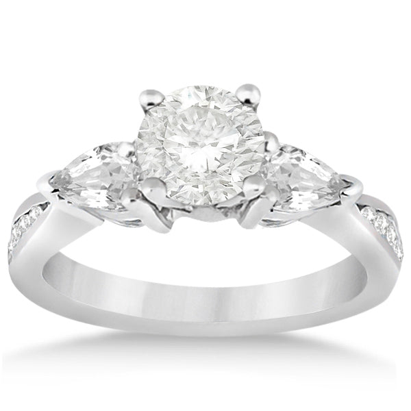 Three Stone Pear Cut Diamond Engagement Ring Platinum (0.51ct)