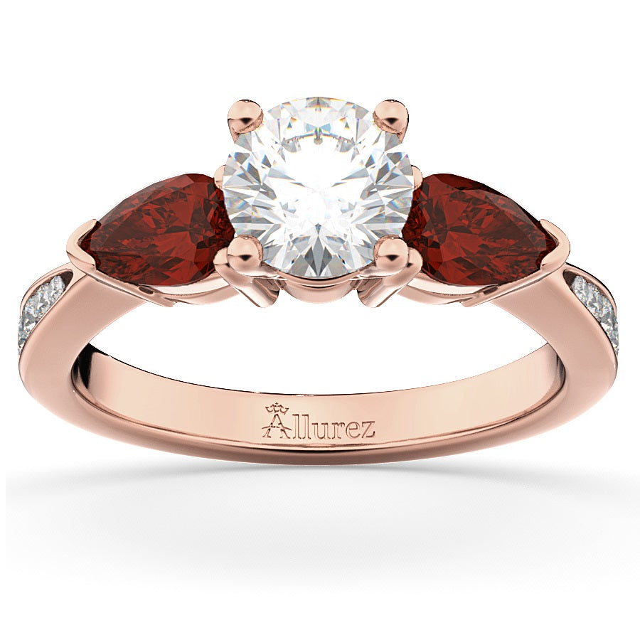 Diamond & Pear Ruby Gemstone Engagement Ring 14k Rose Gold (0.79ct)