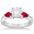 Diamond & Pear Ruby Gemstone Engagement Ring 18k White Gold (0.79ct)