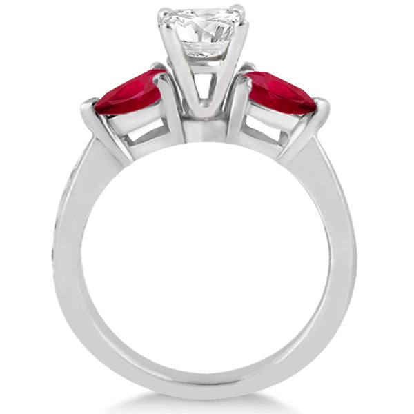 Diamond & Pear Ruby Gemstone Engagement Ring Platinum (0.79ct)