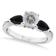 Round Salt & Pepper & Pear Black Diamond Engagement Ring 18k White Gold (1.29ct)