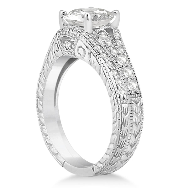 Antique Style Art Deco Diamond Bridal Set 18k White Gold (0.53ct)