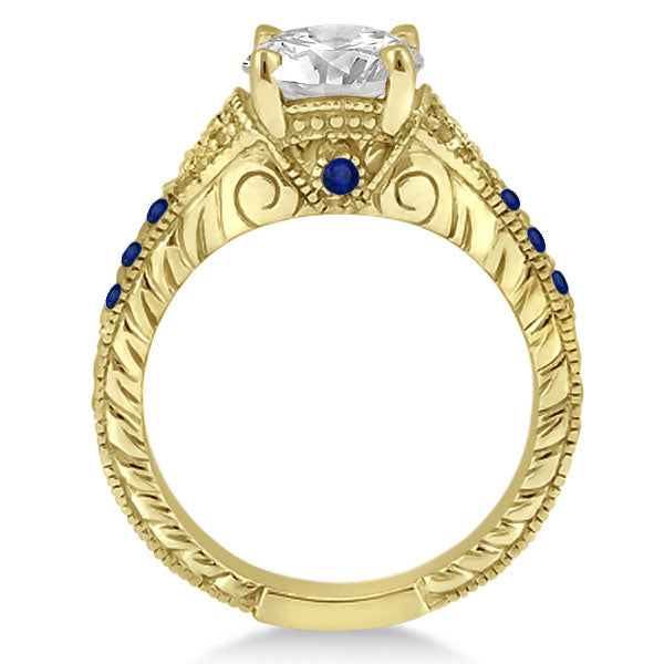 Antique Art Deco Blue Sapphire Engagement Ring 14k Yellow Gold (0.33ct)