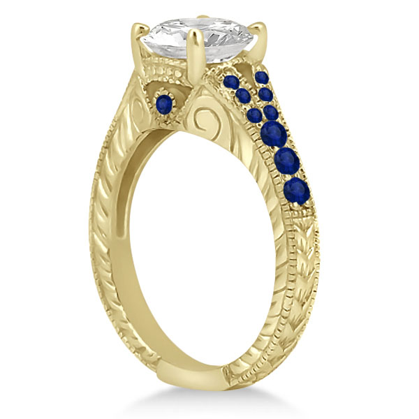 Antique Art Deco Blue Sapphire Engagement Ring 18k Yellow Gold (0.33ct)