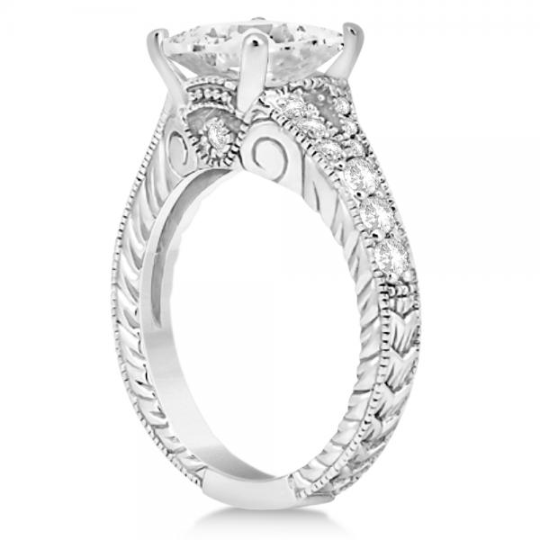 Antique Princess Cut Lab Diamond Engagement Ring 14K White Gold (1.03ct)