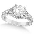 Antique Art Deco Round Lab Diamond Engagement Ring 14k White Gold 1.03ct
