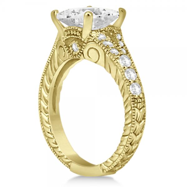 Antique Princess Cut Lab Diamond Engagement Ring 14K Yellow Gold (1.03ct)