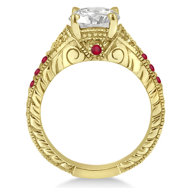 Antique Style Art Deco Ruby Engagement Ring 14k Yellow Gold (0.33ct)