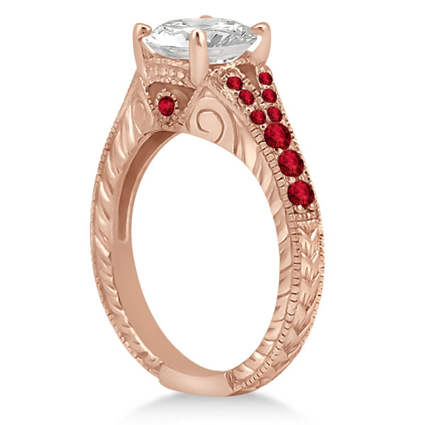 Antique Style Art Deco Ruby Engagement Ring 18k Rose Gold (0.33ct)