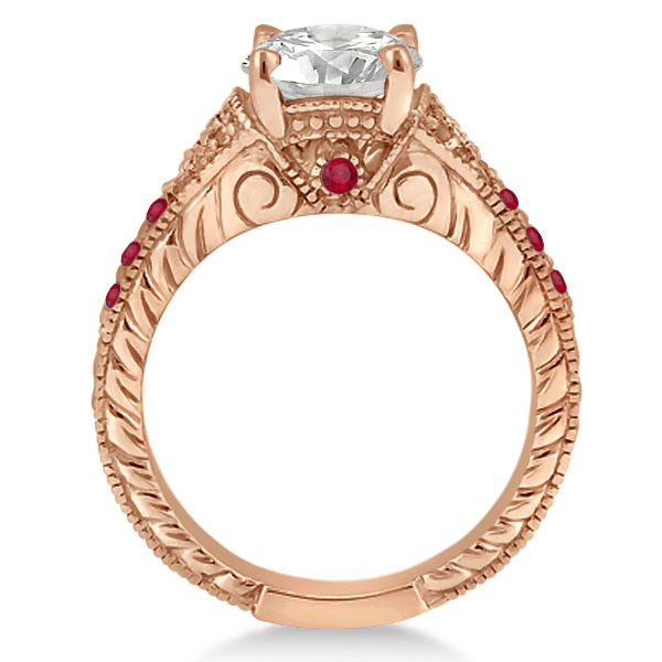 Antique Style Art Deco Ruby Engagement Ring 18k Rose Gold (0.33ct)