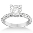 Eternity Pave Set Trio Diamond Engagement Ring 14K White Gold (0.88ct)