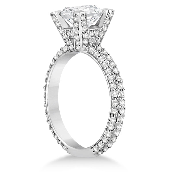 Eternity Pave Set Trio Lab Grown Diamond Engagement Ring 14K White Gold (0.88ct)