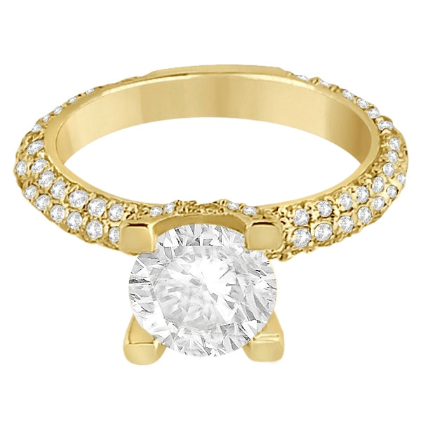 Eternity Pave Set Trio Lab Diamond Engagement Ring 14K Yellow Gold (0.88ct)